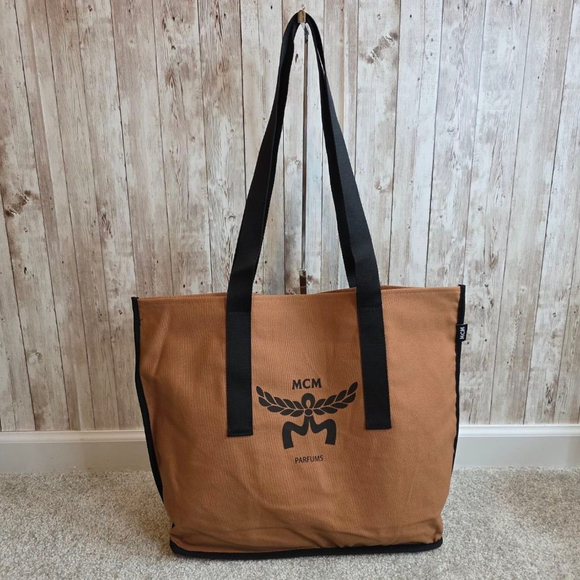 MCM Handbags - MCM Brown & Black Canvas Tote Bag